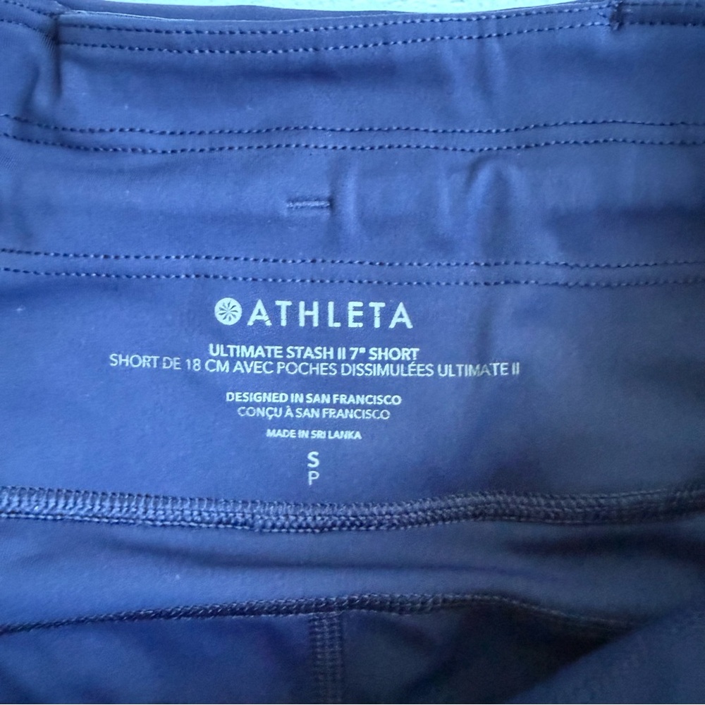 Athleta Ultimate Stash 7” Women's Blue Bike Short Size S - Picture 4 of 9